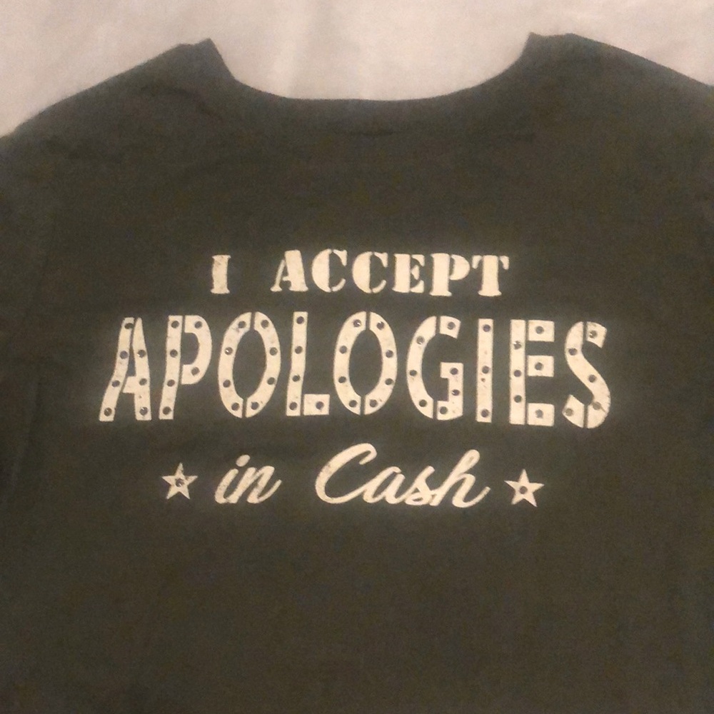 I accept apologies in cash